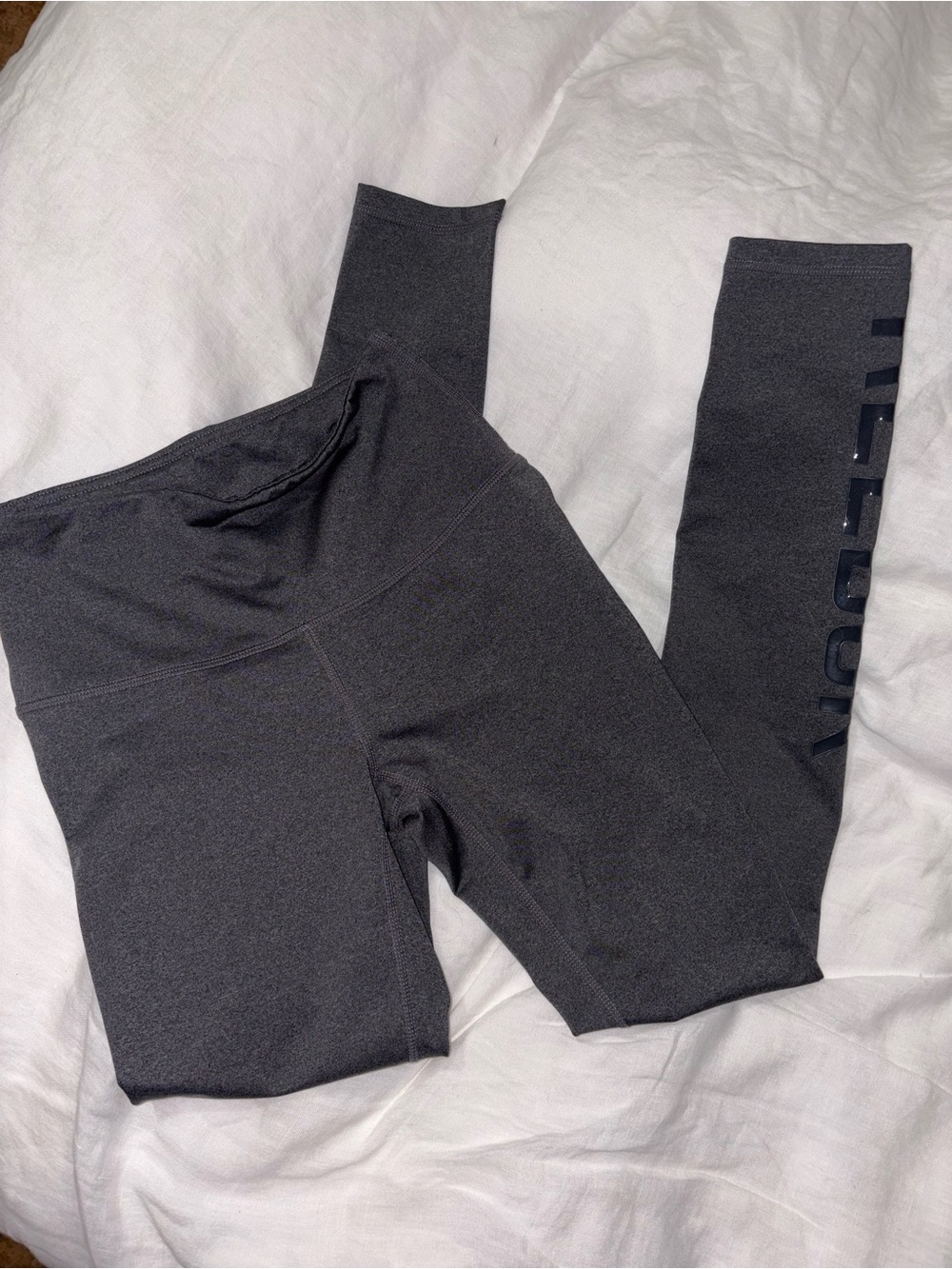 Reebok Dark Gray High-Waist Leggings with Side Logo